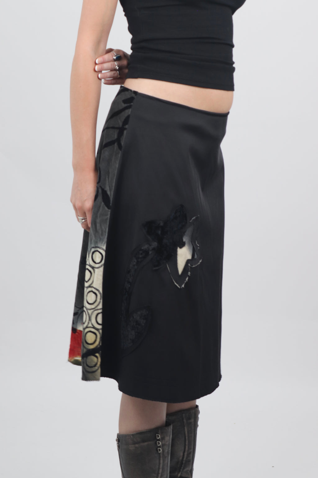 Japanese Style Print Midi Skirt