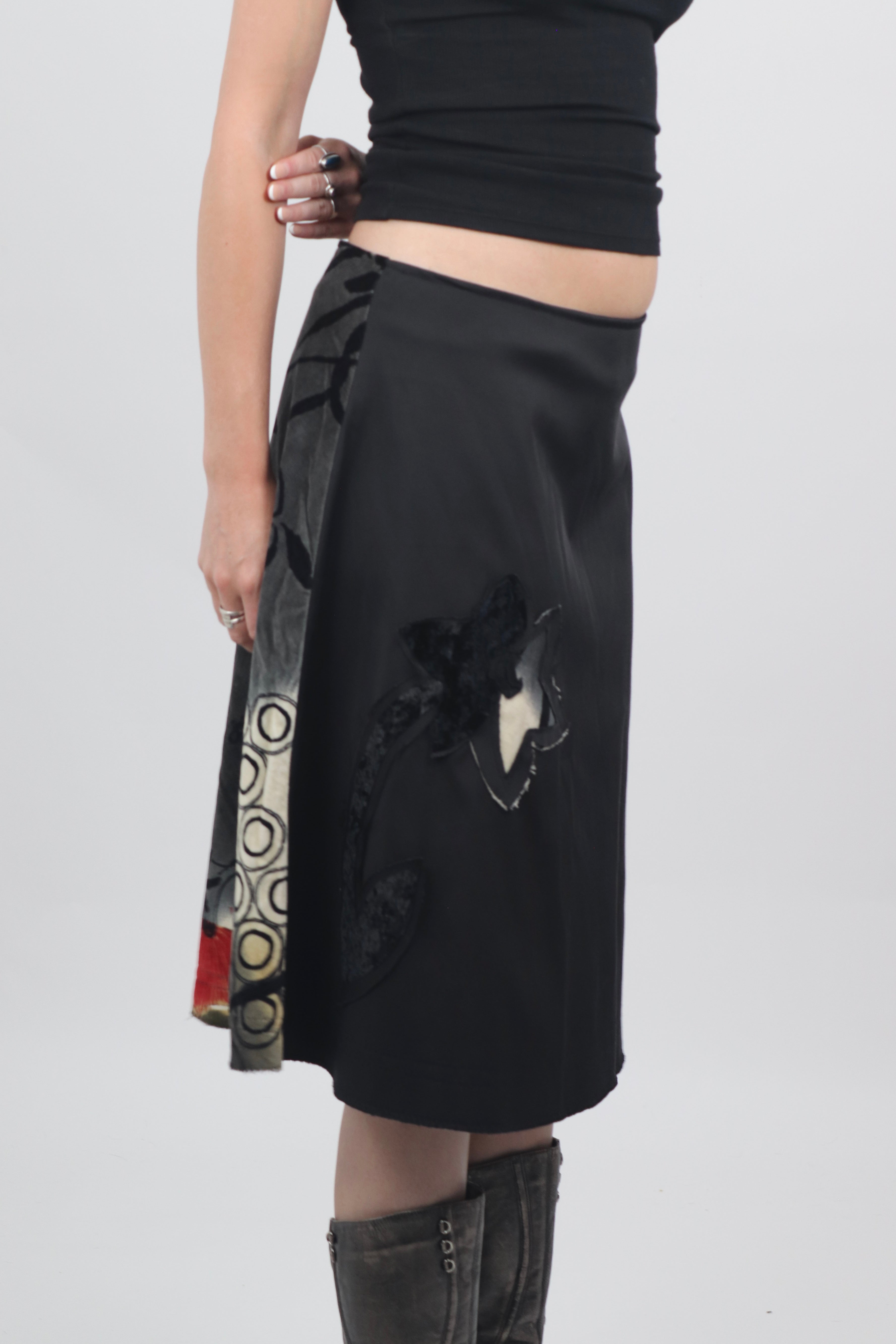 Japanese Style Print Midi Skirt