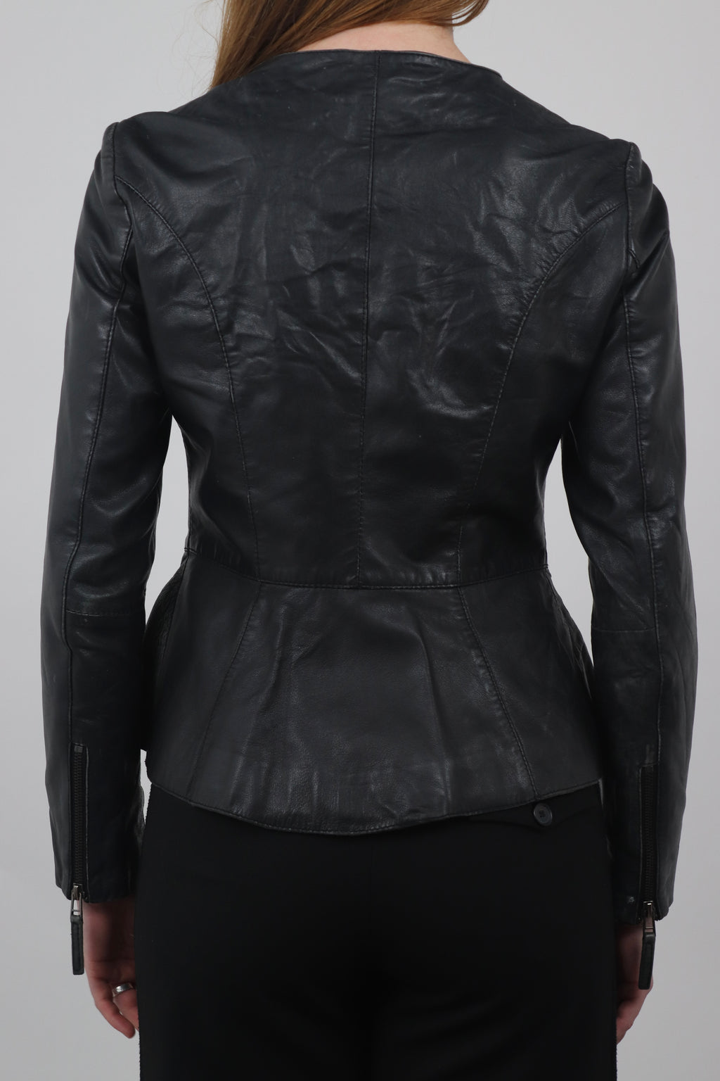 Bata Black Fitted Leather Jacket
