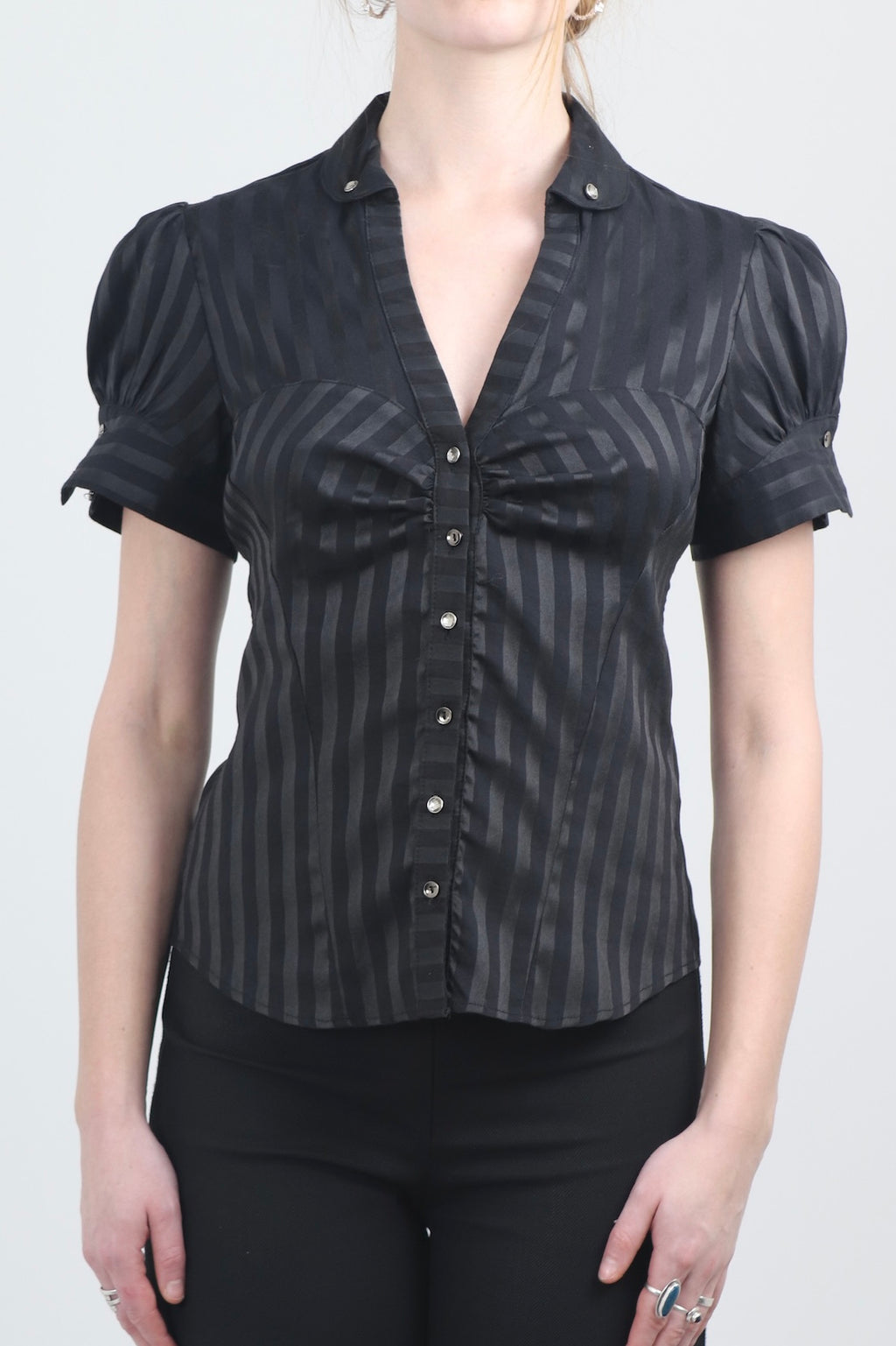 Vintage River Island Black Striped Blouse